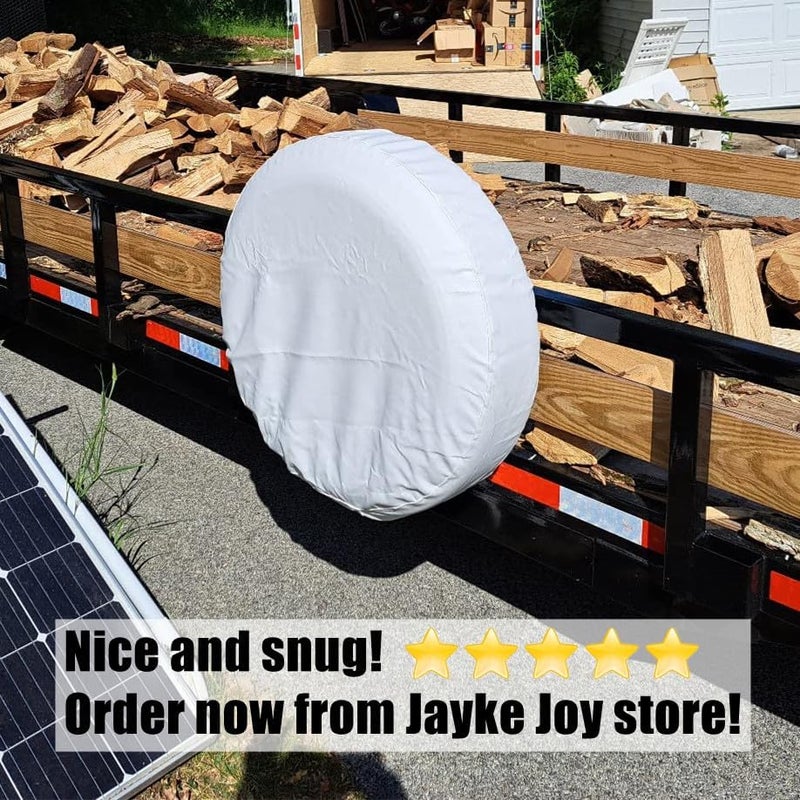 Jayke Joy White Spare Tire Cover, Wheel Cover PVC Leather Waterproof Dust-Proof Universal Fit for Jeep, Trailer, RV, SUV and Camper (17 Inch) - Image 5
